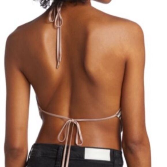 RAMY BROOK Top Halter NEW Metallic Chainmail Printed Rosa Gold Size 0 XXS - Picture 3 of 7